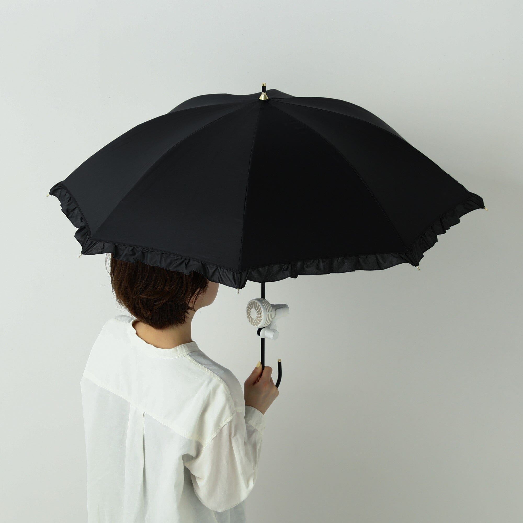 Classic Frill Long Umbrella Navy Blue - Waterproof Windproof Travel Umbrella for Women & Men - Perfect for Rainy Days, Commuting, and Outdoor Activities