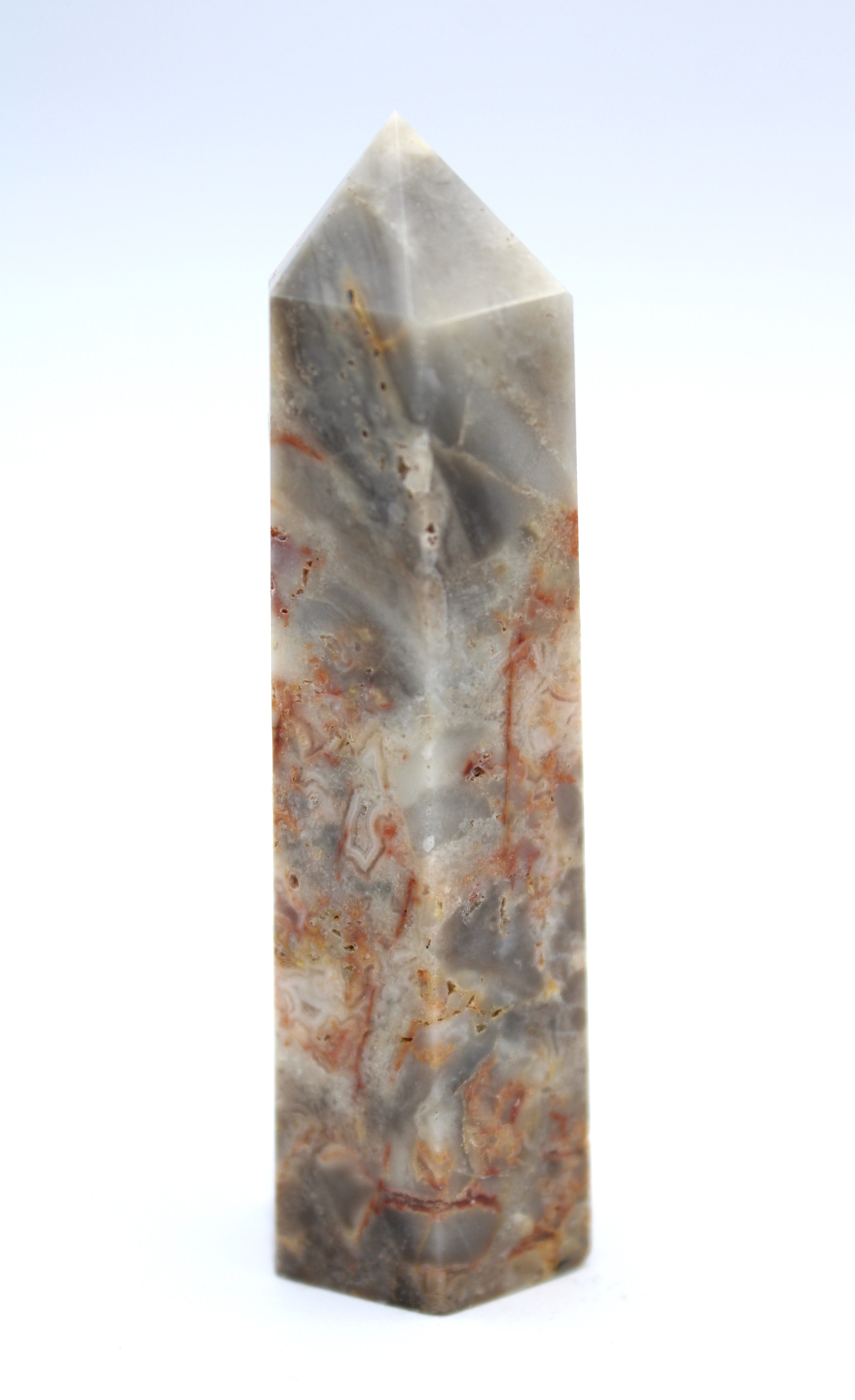 Natural Crazy Lace Agate Crystal Tower - Healing Stone for Meditation, Reiki & Home Decor | 6 Inch Mineral Specimen for Spiritual Energy & Office Desk Display
