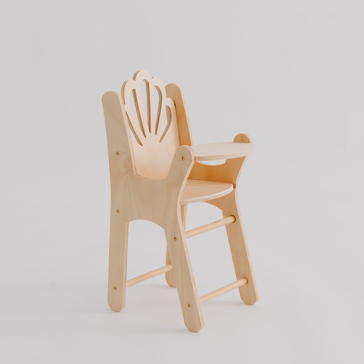 Shell Dolly High Chair for Babies - Adjustable Wooden Baby Feeding Chair with Safety Belt - Perfect for Dining, Weaning & Playtime at Home