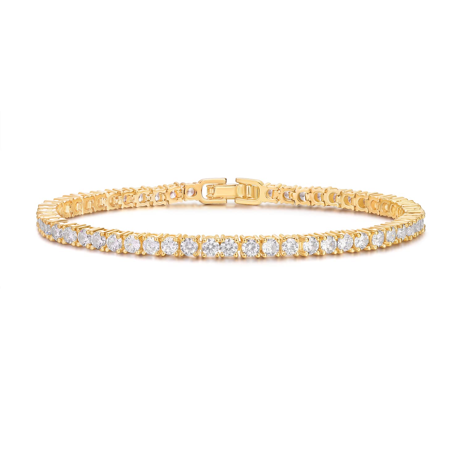 3MM Cubic Zirconia Tennis Bracelet for Women - Sterling Silver CZ Bracelet (6.5-7.5 Inches Adjustable) | Elegant Jewelry Gift for Wedding, Anniversary & Special Occasions