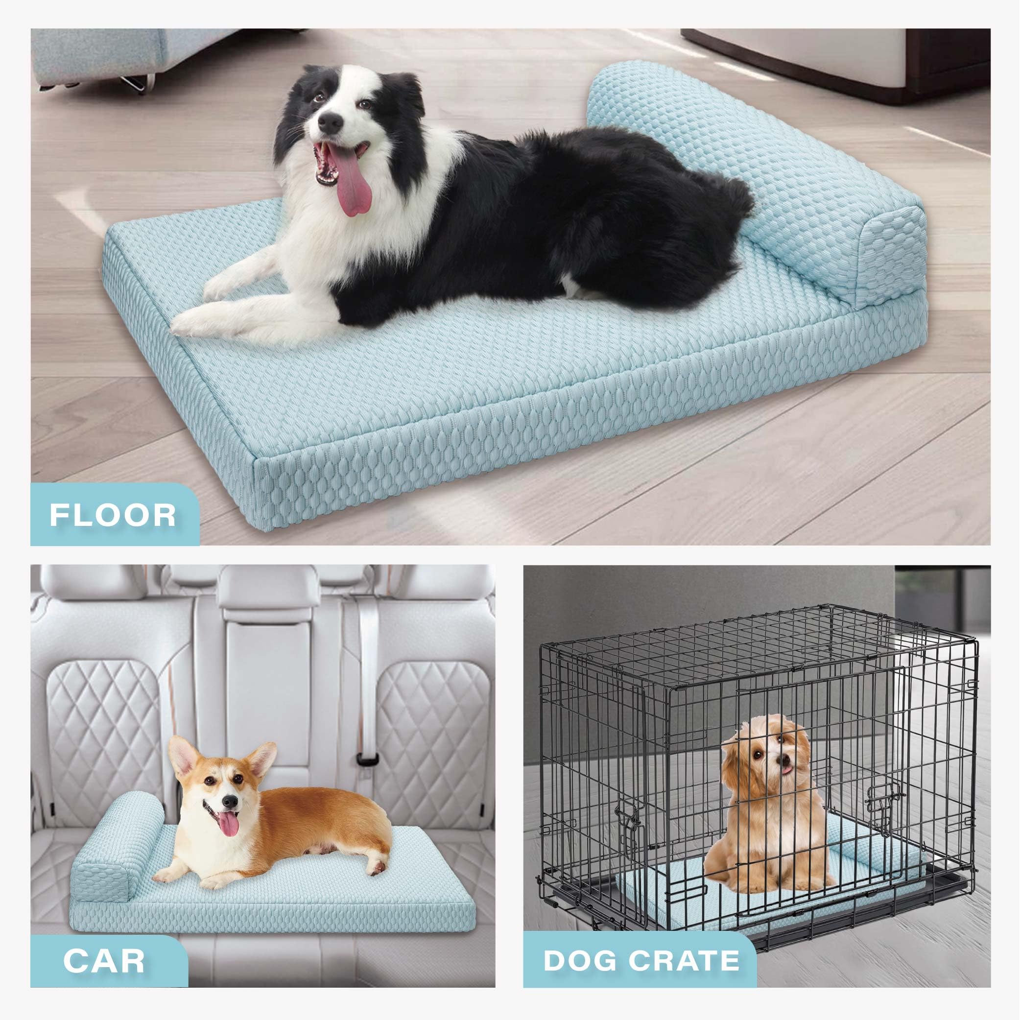 **Orthopedic Cooling Dog Bed for Large Dogs - Breathable Washable Pet Bed with Removable Cover - Comfortable Dog & Cat Couch for Small Medium Large Pets (White & Blue, XX-Large) - Perfect for Hot Weather & Indoor Relaxation**
