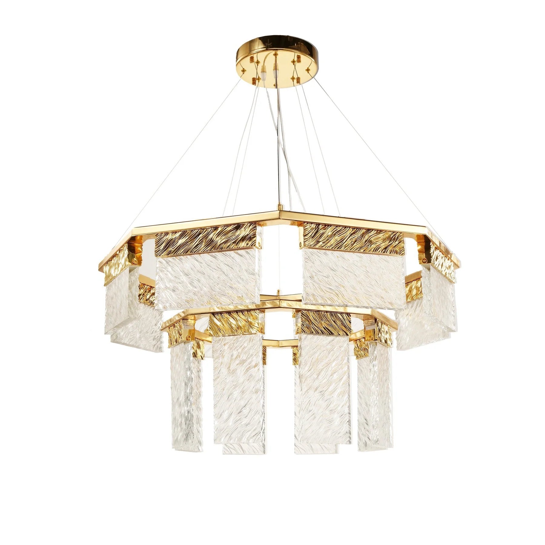 Aimee 2 Tier Round Crystal Chandelier - Modern Ceiling Light Fixture for Dining Room, Bedroom, Living Room, and Foyer Lighting Decor