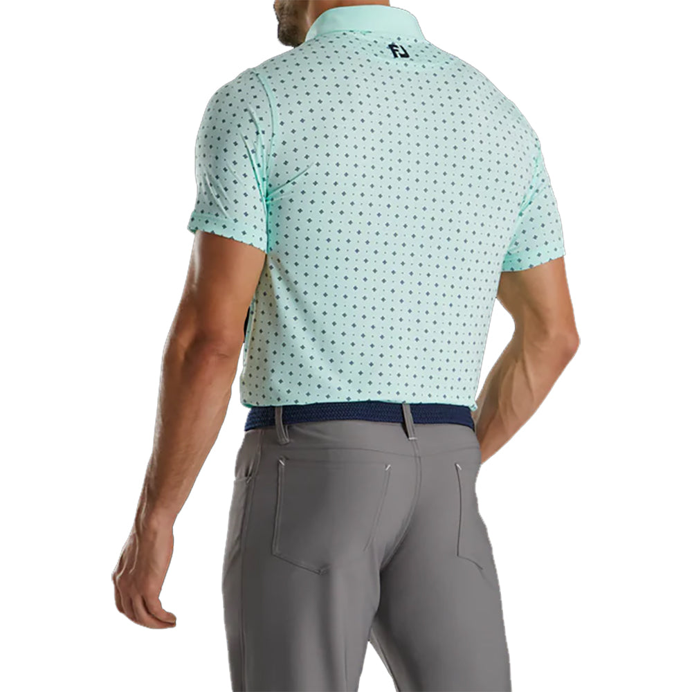 FootJoy Men's Athletic Fit Deco Print Mint Golf Polo Shirt - Moisture-Wicking & Breathable for Comfort on the Course | Perfect for Golf Tournaments & Casual Wear
