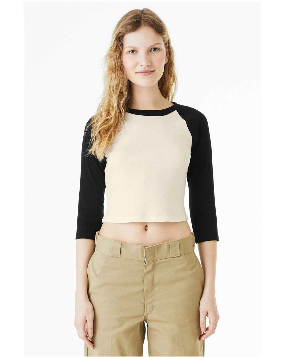 Bella + Canvas 1200 Women's Micro Ribbed 3/4 Sleeve Raglan Baby Tee - Soft & Comfortable Casual Shirt for Everyday Wear, Maternity, and Layering