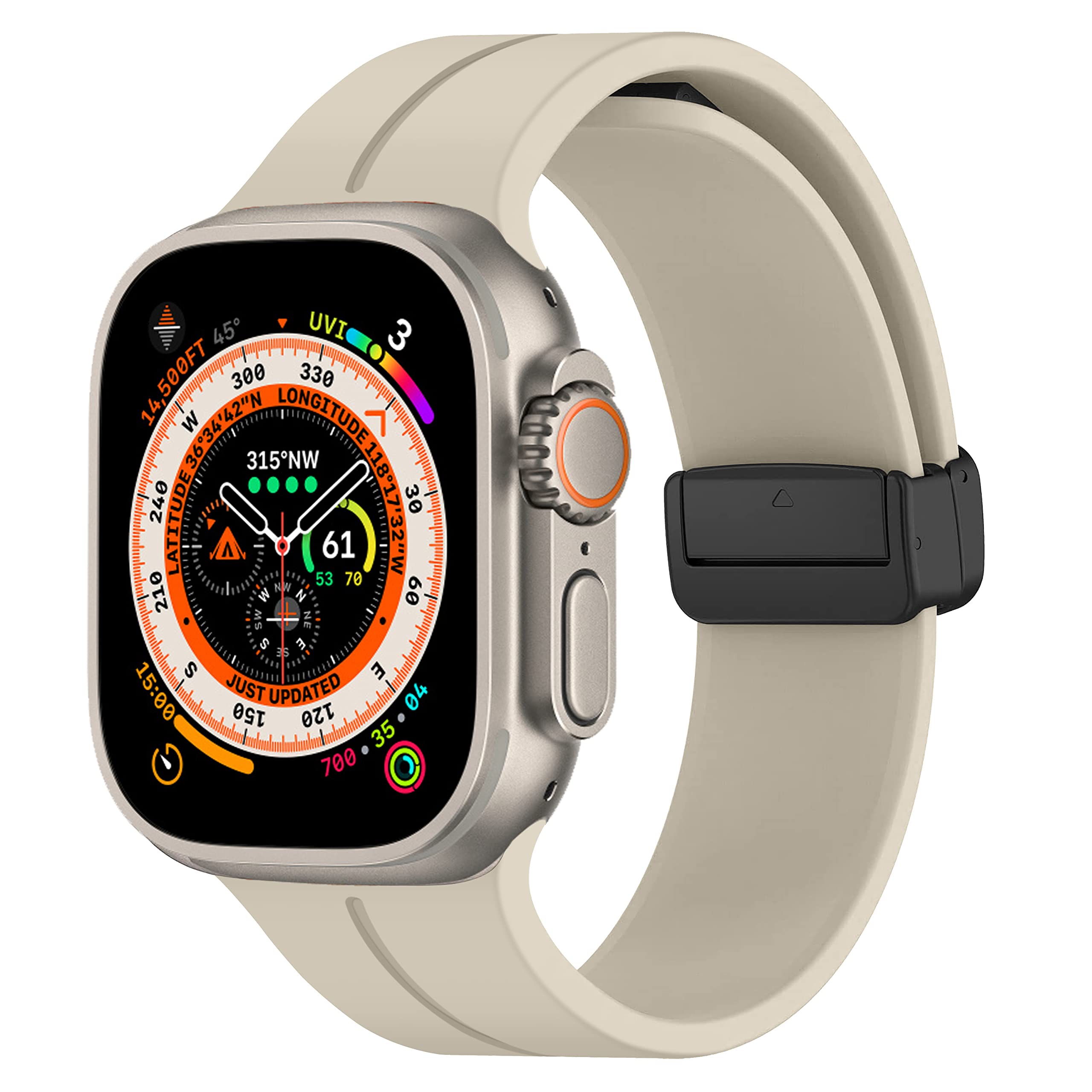 Magnetic Silicone Band for Apple Watch Ultra/Ultra 2/Series 10/9/8/7/6/5/4/3/SE - Sport Strap for Men & Women (38mm/40mm/41mm/42mm/44mm/45mm/46mm/49mm) - Perfect for Workouts, Running & Daily Wear