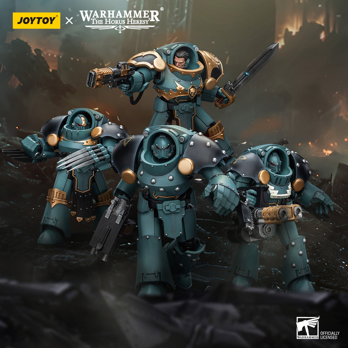 JOYTOY 1/18 Scale Warhammer 40K The Horus Heresy Sons of Horus Tartaros Terminator Squad Action Figures - Collectible Miniatures for Warhammer Fans & Tabletop Gaming Scenes