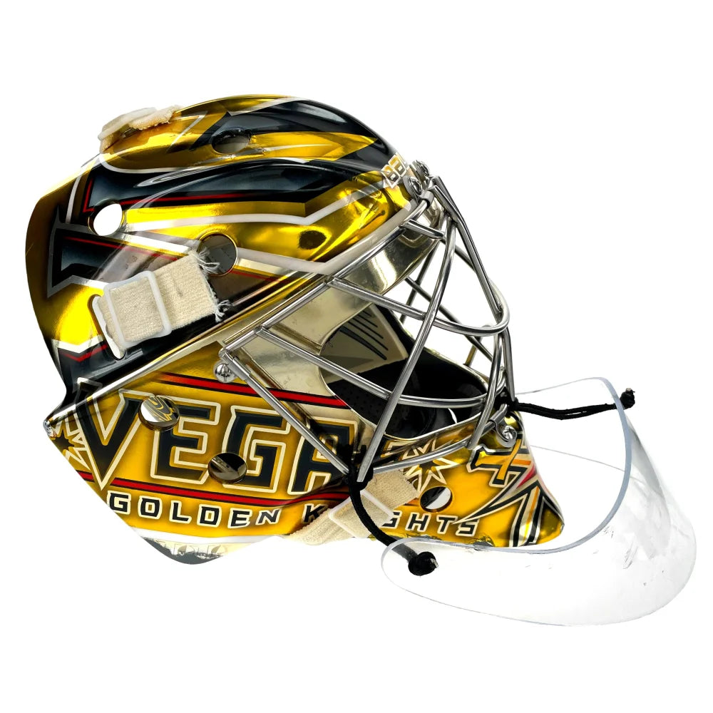 Authentic Logan Thompson Game Used Signed Goalie Mask 2022-23 Season with COA - Vegas Golden Knights NHL Hockey Memorabilia - Perfect for Collectors, Fans, and Sports Memorabilia Displays