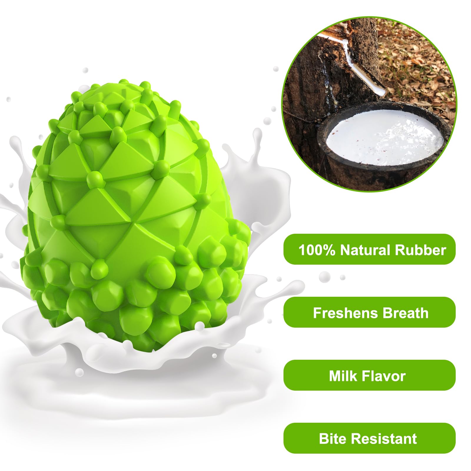Durable Pinecone-Shaped Rubber Dog Chew Toys for Large Dogs - Squeaky Teeth Cleaning Toy Helps Reduce Plaque & Tartar - Tough, Tear-Resistant Green Chew Toy for Aggressive Chewers (Perfect for Indoor Play & Dental Health)
