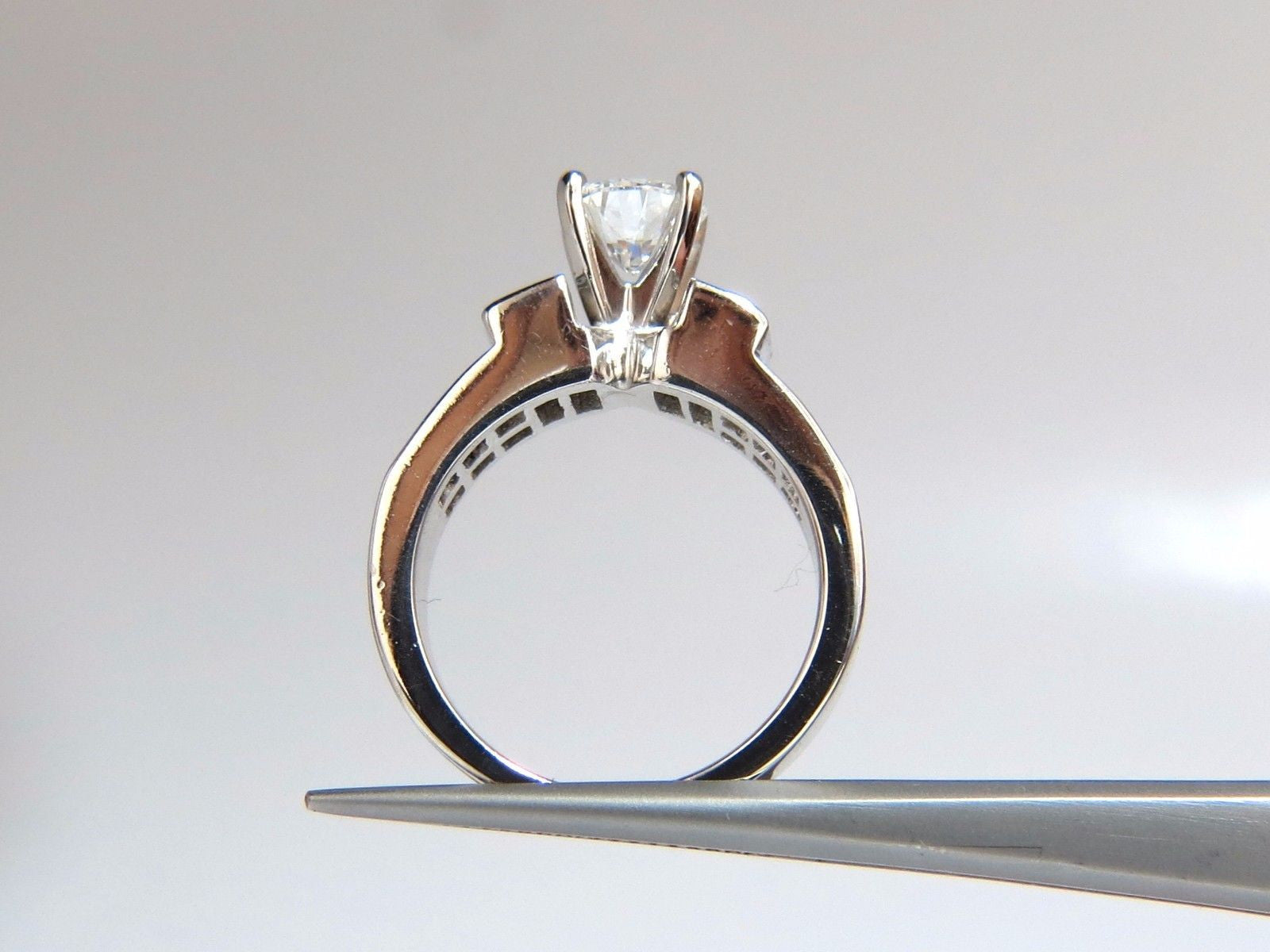 GIA Certified 1.02ct & 1.10ct Round Diamond Baguette Princess Cut Engagement Ring 18K White Gold E/VS2 - Perfect for Proposals, Anniversaries & Special Occasions
