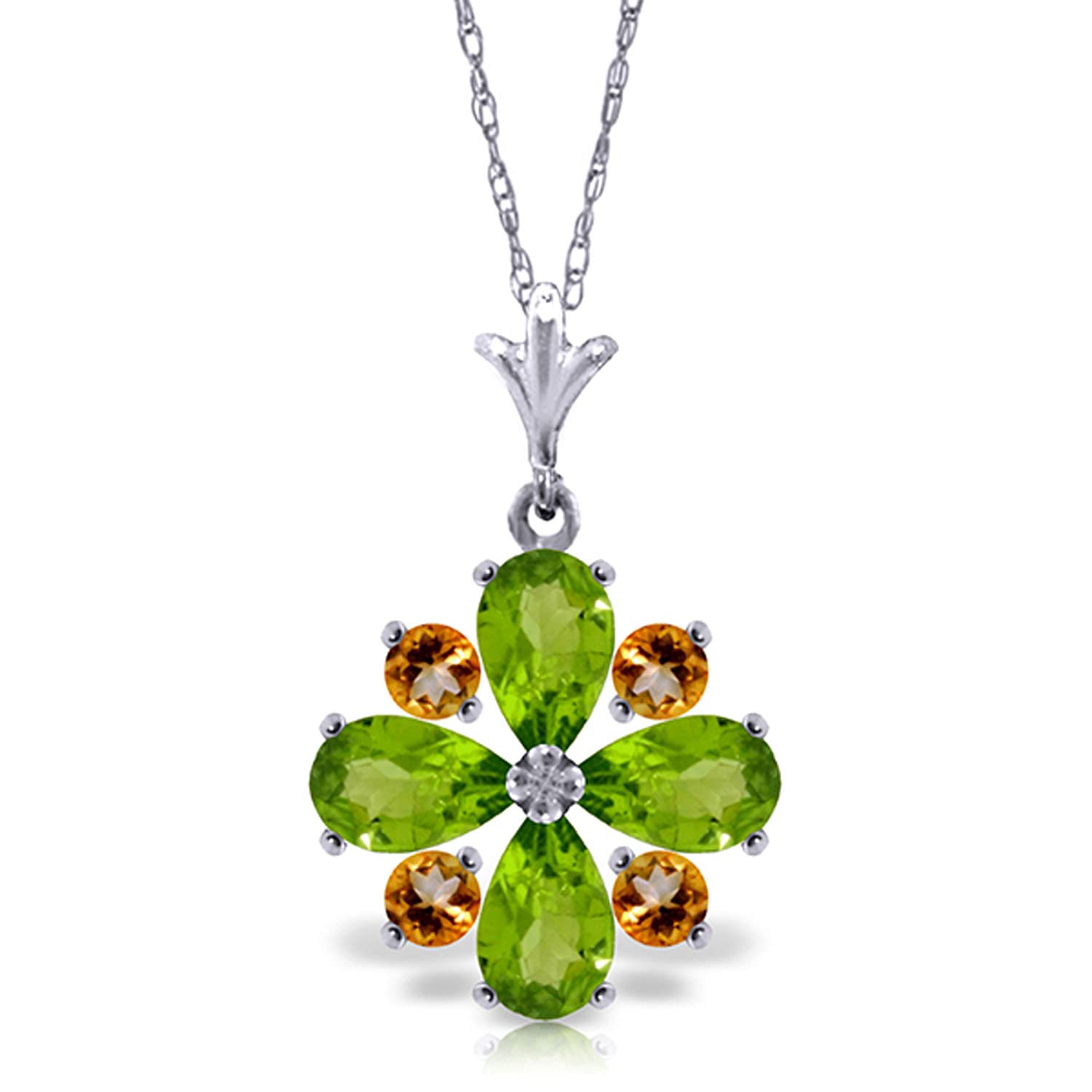 14K Solid Gold Necklace with Peridot & Citrine Gemstones | GG Galaxy Gold Jewelry | Elegant Gift for Women, Birthday, Anniversary & Special Occasions