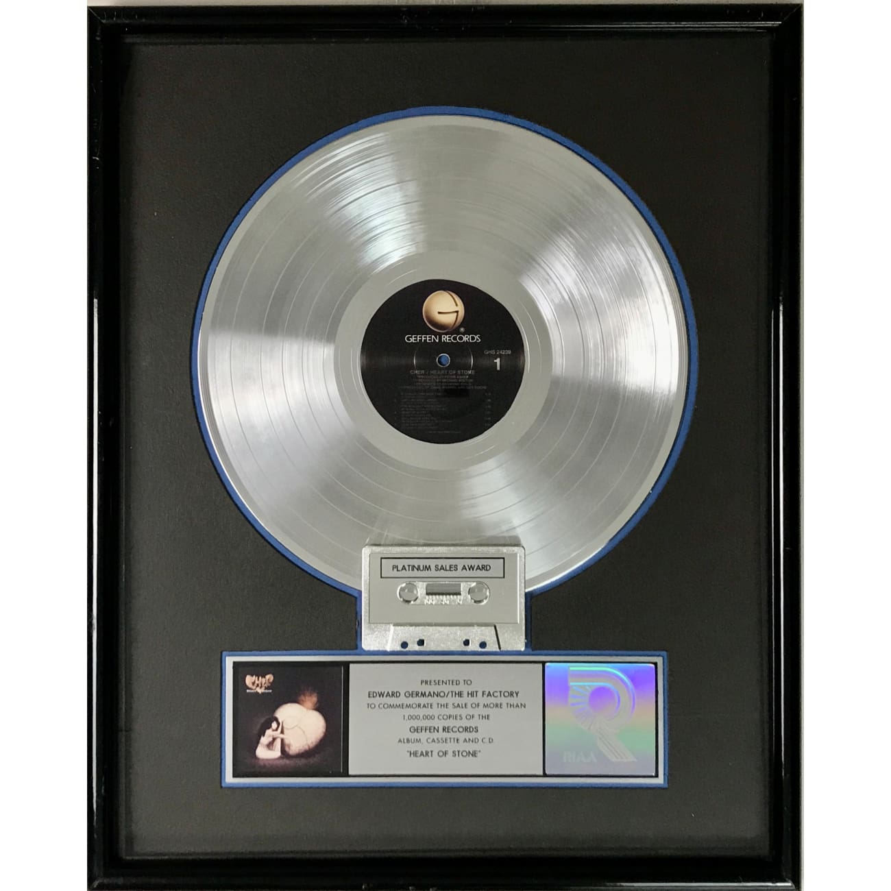 Cher - Heart of Stone RIAA Certified Platinum Album Award - Perfect for Music Collectors & Cher Fans Display