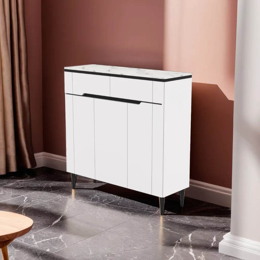 Laurell II Black 3 Door Shoe Cabinet - Modern Entryway Shoe Storage Organizer for Hallway, Closet & Mudroom Organization