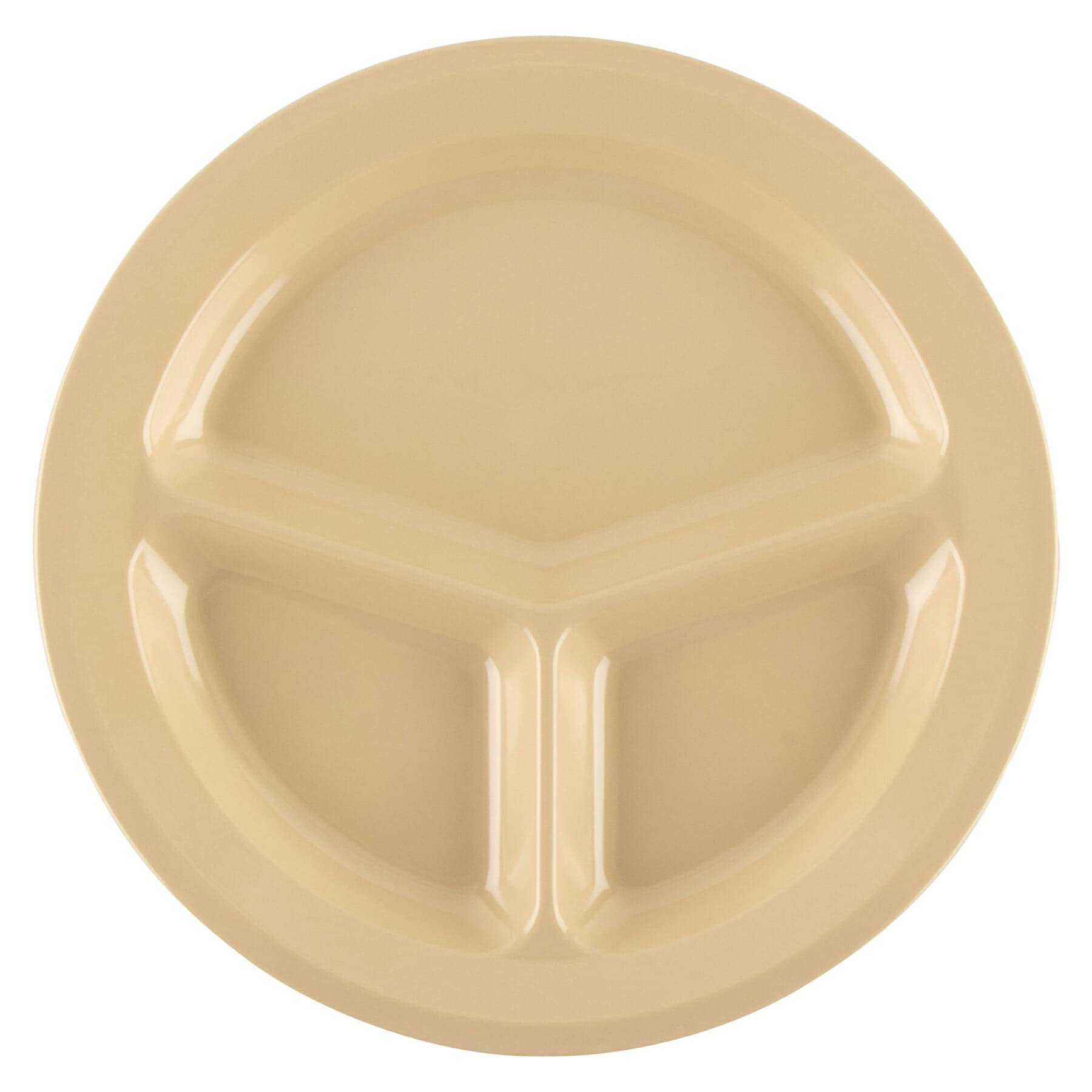 G.E.T. Heavy-Duty 3 Compartment Plastic Divided Plates, 11 Inch Deep Sided Serving Trays, Tan (Set of 12) - Perfect for School Cafeterias, Picnics, and Buffet-Style Dining