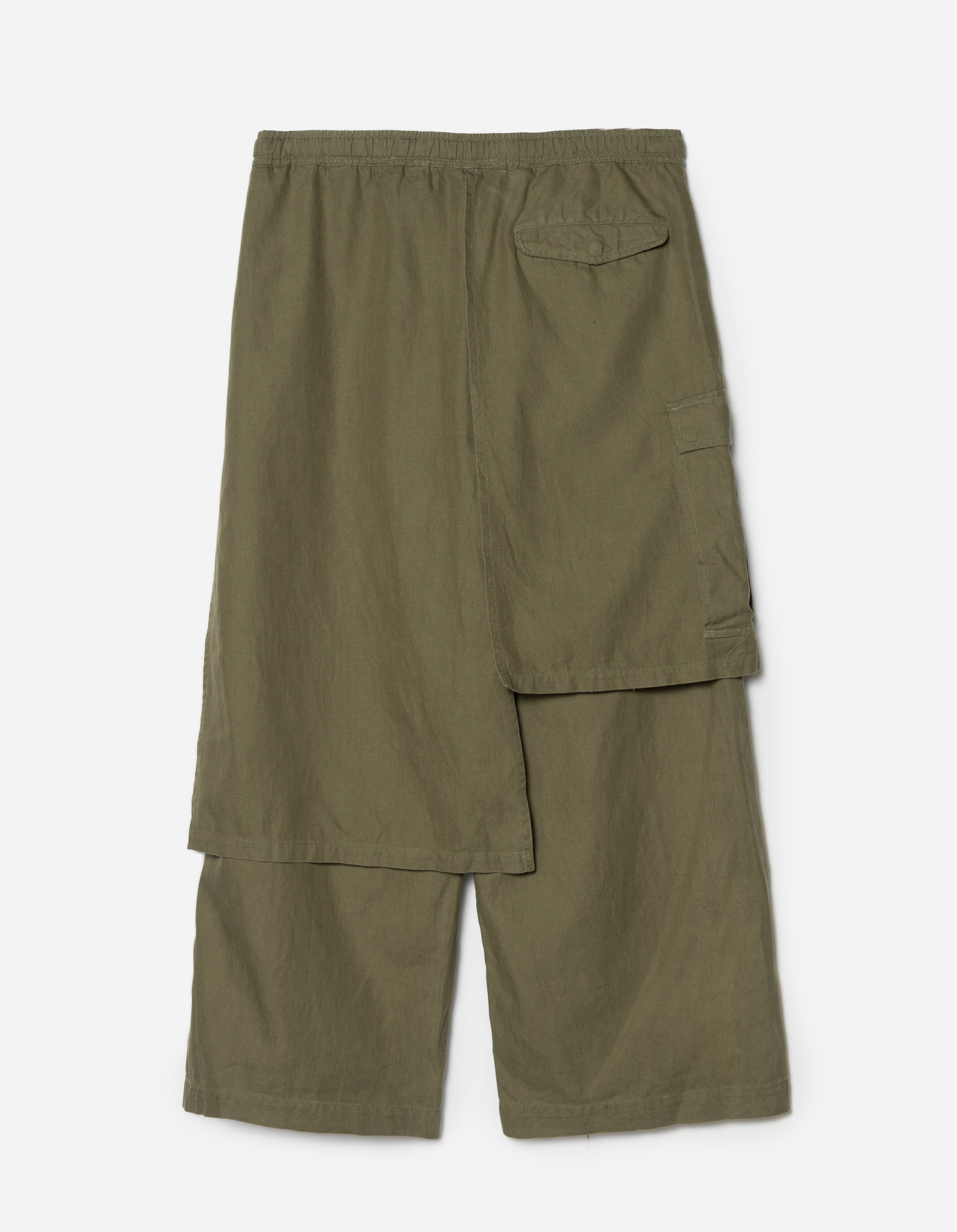 4588 Asymmetrical Cargo Hakama Pants - Olive OG 107F Military Style Joggers for Streetwear & Outdoor Activities