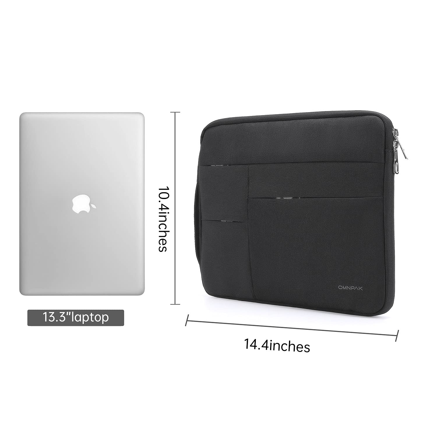 Omnpak 13.6 Inch MacBook Air M4/M3/M2/M1 Protective Laptop Sleeve Case - Padded Water-Resistant Cover with Multi-Pocket & Handle, Also Compatible with MacBook Pro 13 M2/M1 - Perfect for Travel, Office & School Use