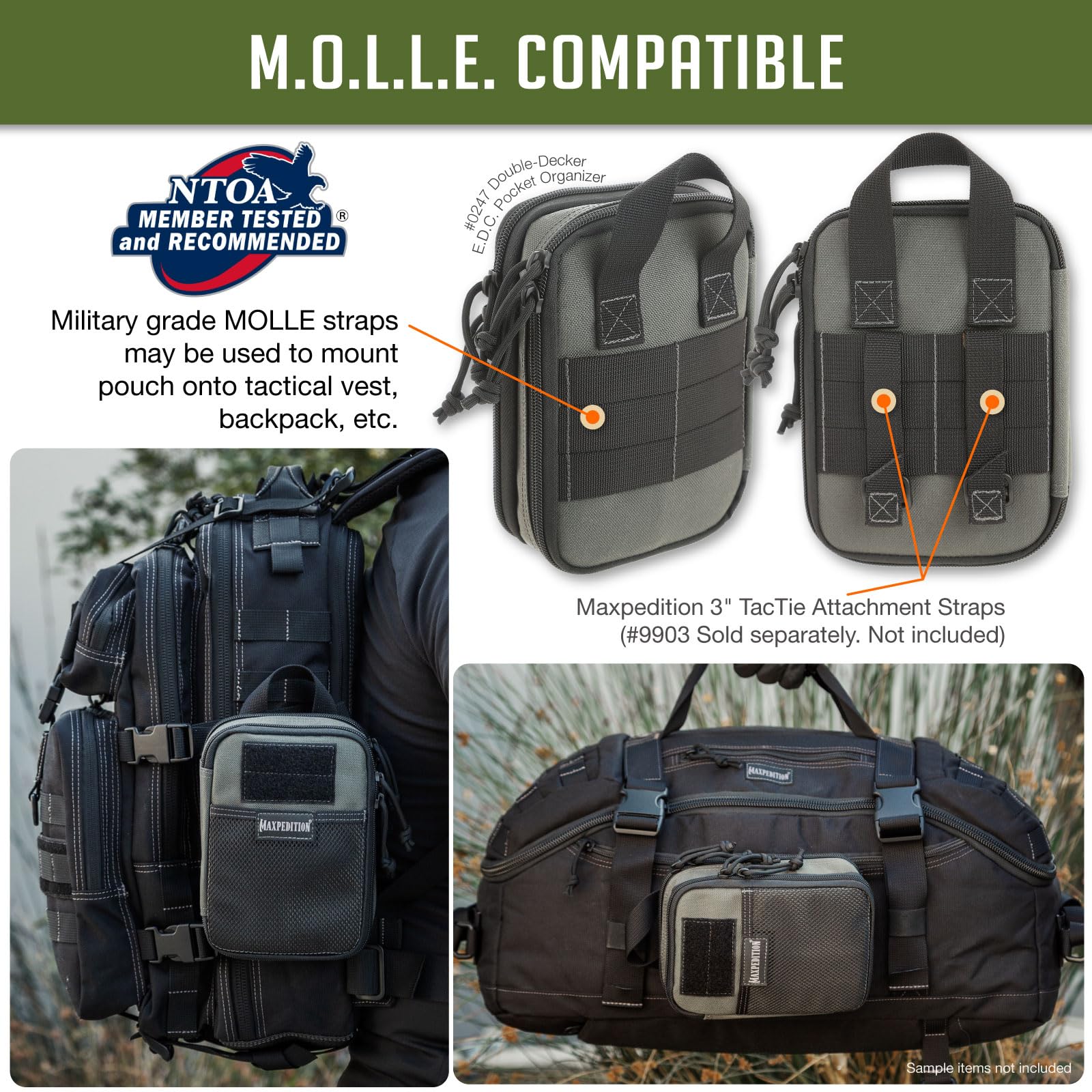 MAXPEDITION Double-Decker EDC Pocket Organizer (5” x 2.5” x 7”) - Tactical MOLLE Pouch for Everyday Carry, Compact Tool Organizer for Camping, Hiking & Outdoor Adventures