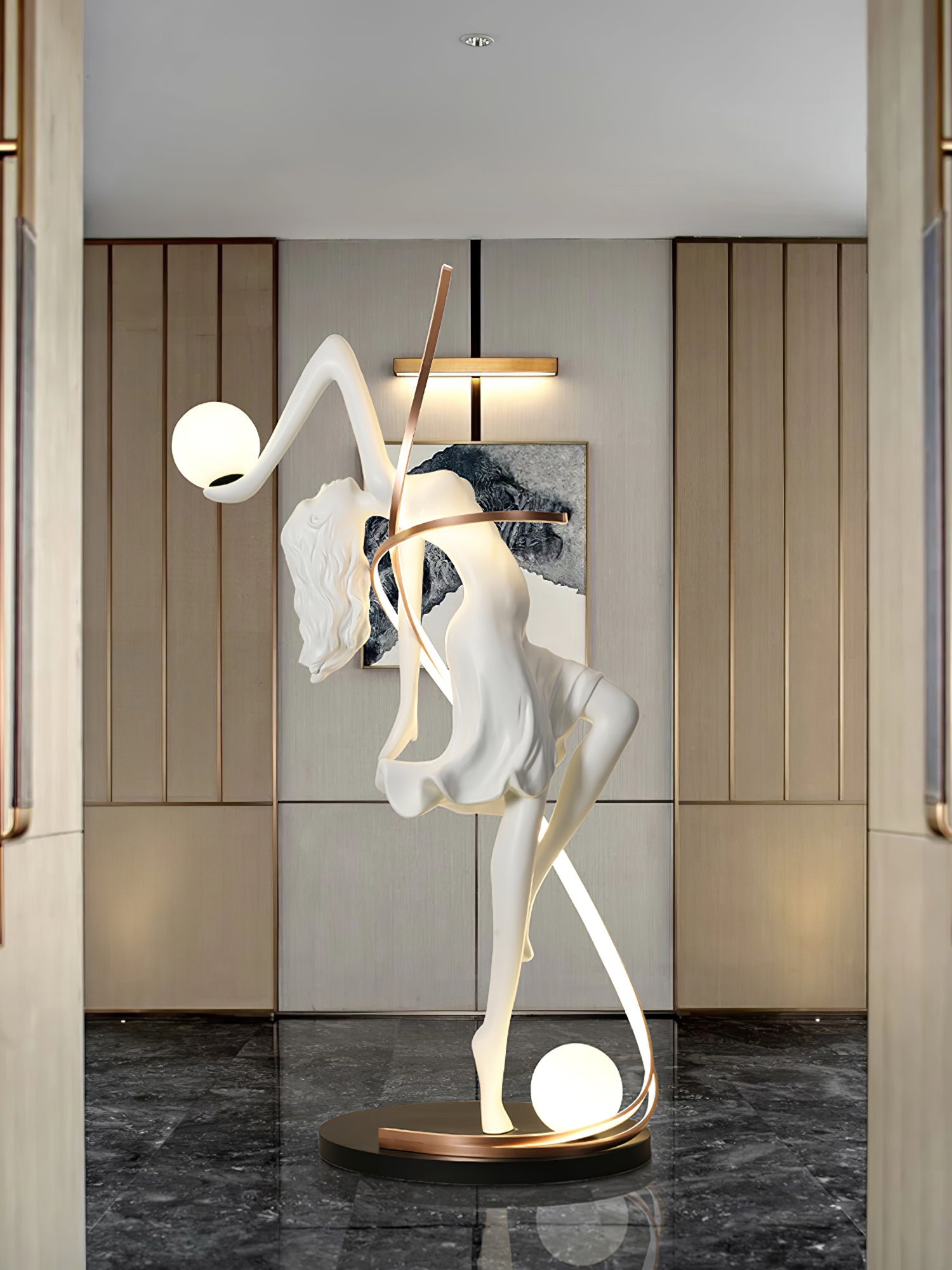 Elegant Misha Goddess Statue Floor Lamp - Modern Home Decor Lighting for Living Room, Bedroom & Office - Perfect for Meditation Spaces & Yoga Studios