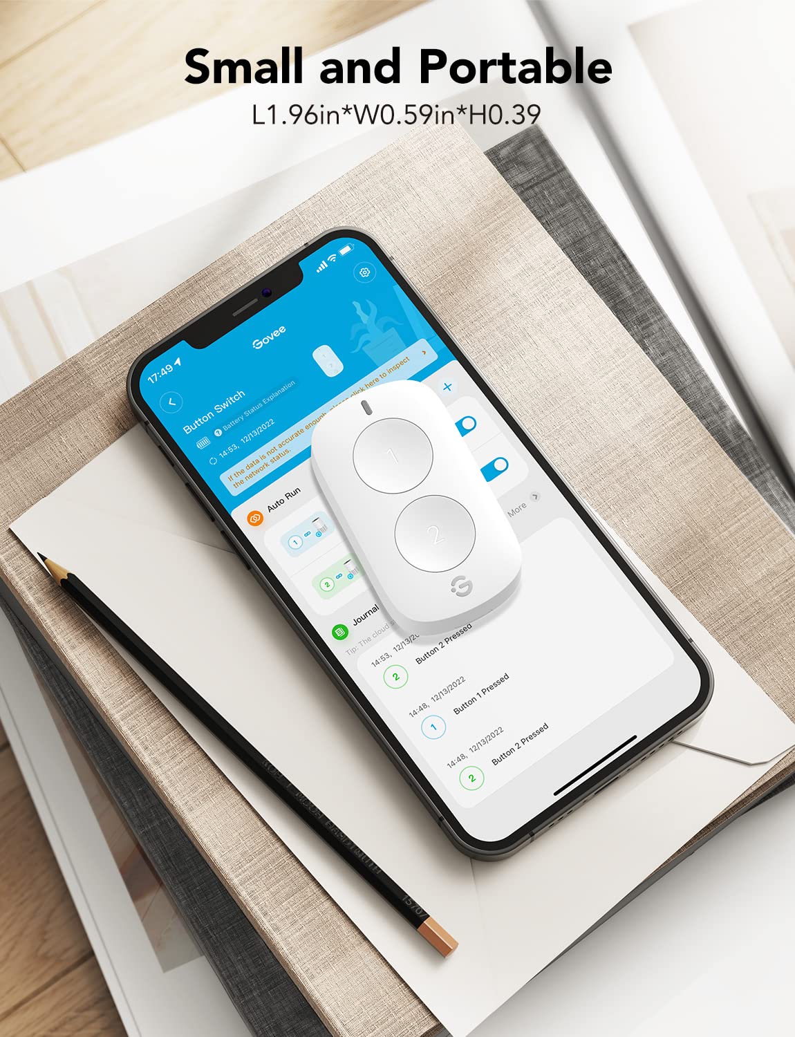 GoveeLife Smart Mini Double Button Switch - Wireless Remote Control for Multiple Devices, Battery Powered, Compatible with Most GoveeLife Smart Products | Perfect for Home Automation, Smart Lighting Control, and IoT Device Management