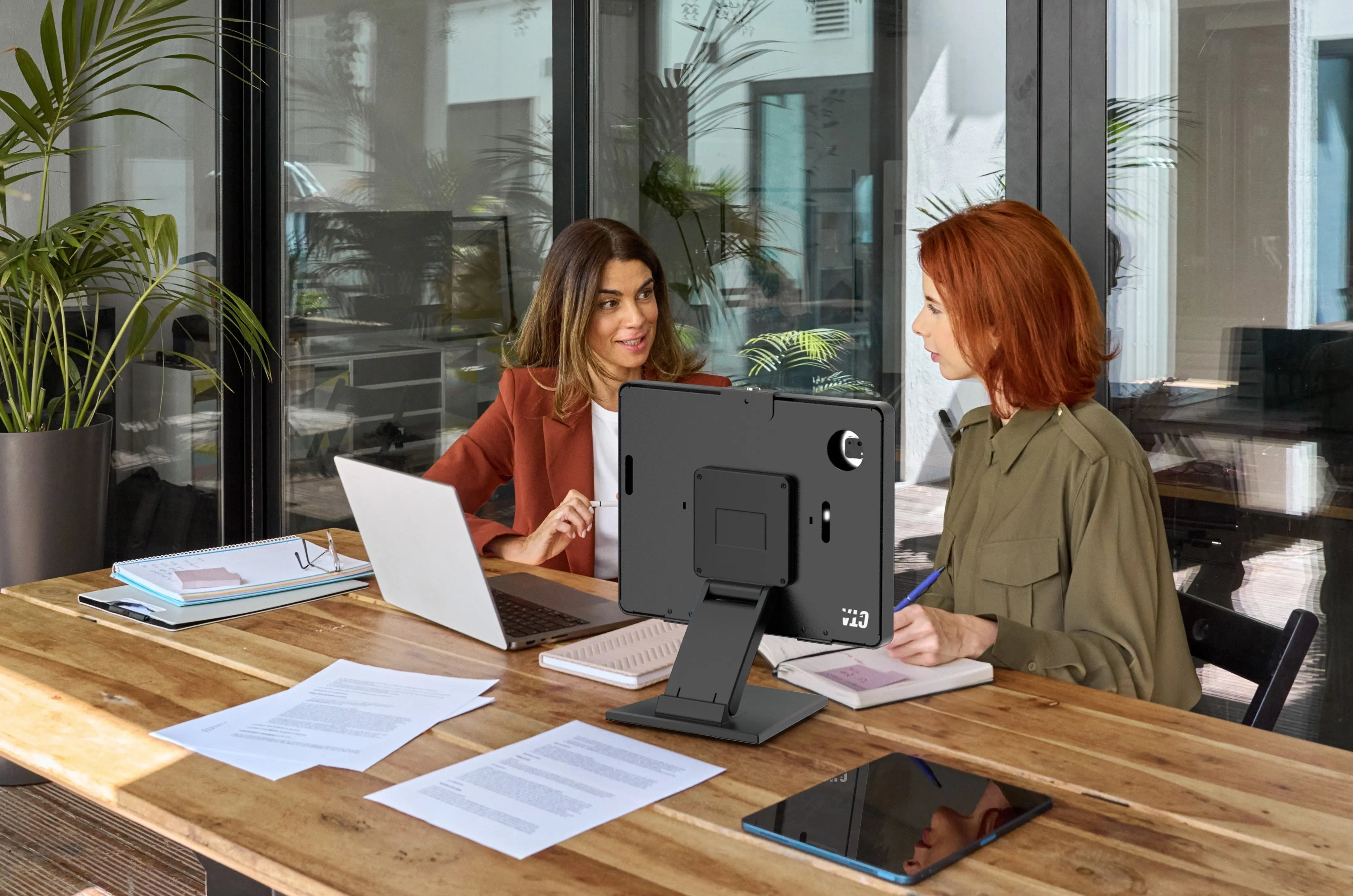 Adjustable Monitor Desk Mount Stand with Heavy Duty Weighted Base - Ergonomic VESA Compatible for Home Office & Gaming Setup
