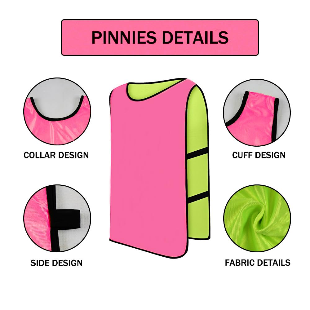 12 Pack Reversible Numbered Pinnies - Double Sided Scrimmage Vests for Kids & Adults - Team Practice Jerseys for Soccer, Basketball & Football Training - Perfect for Sports Drills, Gym Classes & Youth Leagues