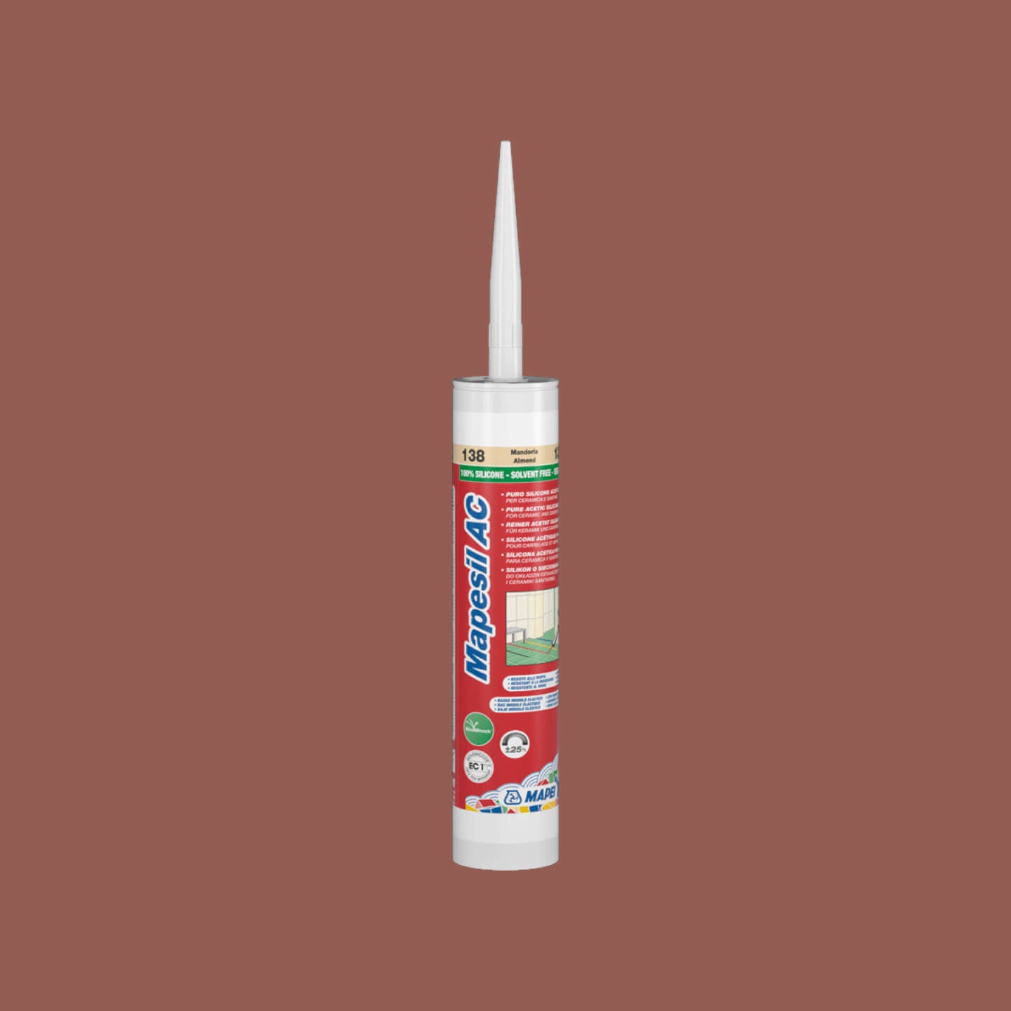 Mapei Silicone AC 143 310ml Terracotta Color High-Performance Sealant - Perfect for Tile, Bathroom, and Kitchen Repairs