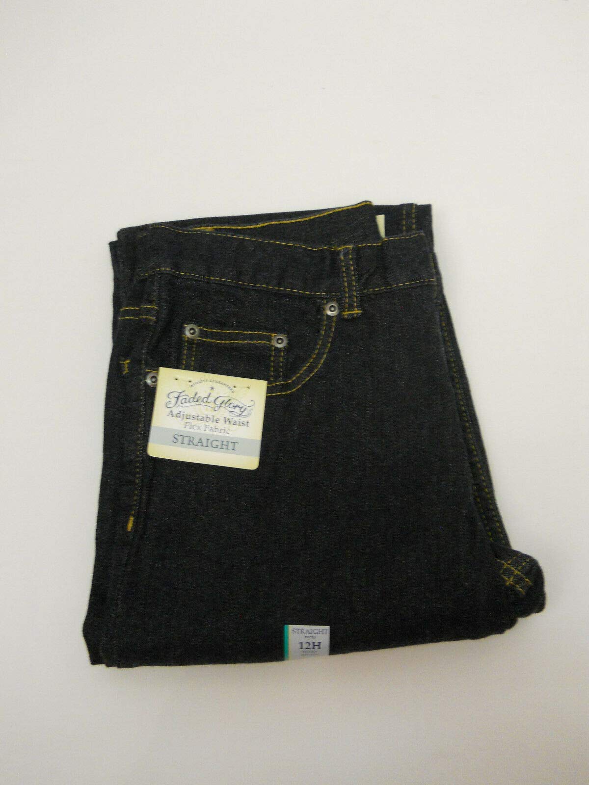 Faded Glory Boys' Straight Fit Denim Blue Jeans - Size 12H, Dark Wash | Comfortable & Durable for School, Play & Everyday Wear
