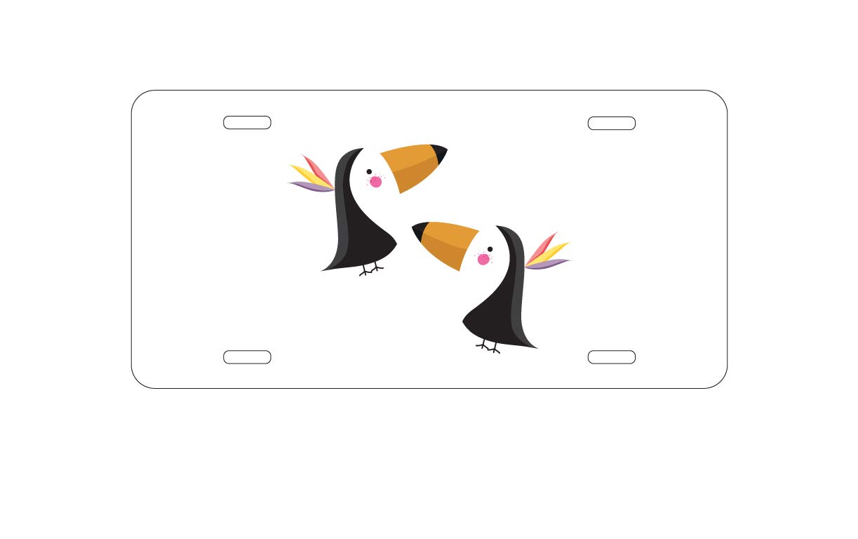 Custom Aluminum Vanity License Plate for Cars - Personalized Cartoon Toucan Design - Perfect for Front Bumper Decoration & Unique Car Accessories