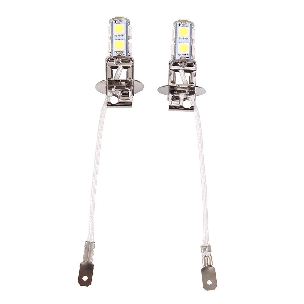 Acouto 2-Pack H3 5050 White 9 SMD LED Xenon DC 12V Car Fog Light Bulbs - 6500K Cool White for Improved Visibility in Rain, Snow, and Foggy Conditions - Perfect for Off-Road, Trucks, and SUVs