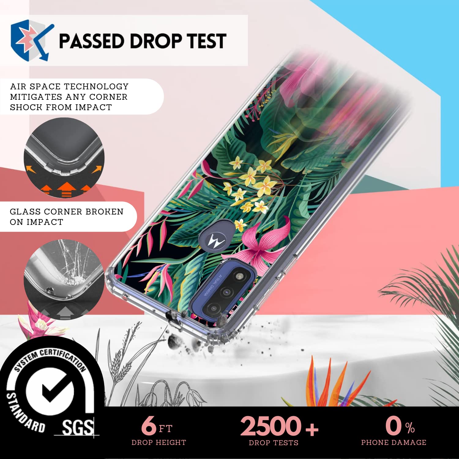Wireless Charging Case for Motorola Moto G Pure - Tropical Flower Design | Slim Protective Phone Cover with Qi Charging | Perfect for Travel, Work & Everyday Use