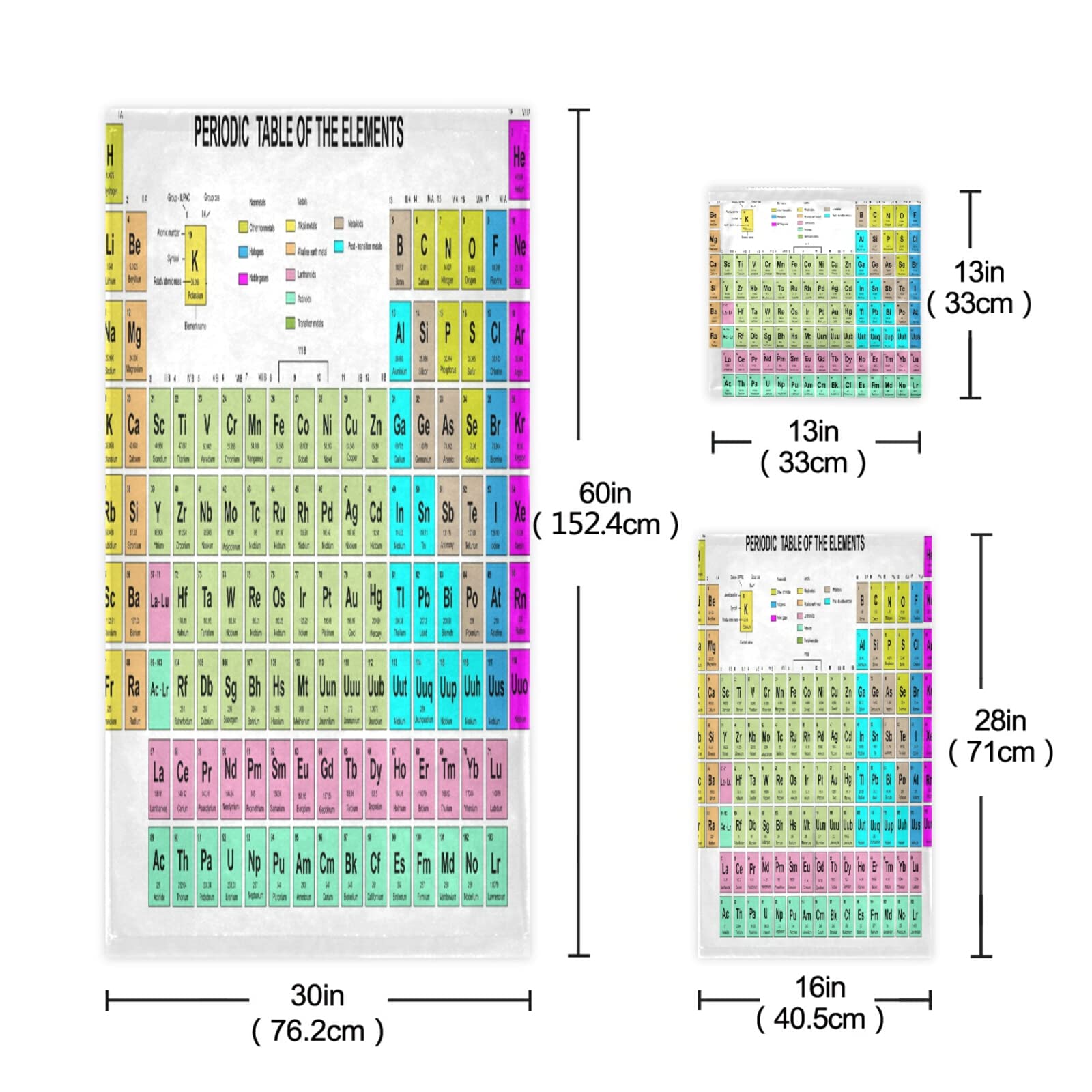 Periodic Table Element Bath Towel Set - Ultra Soft, Fast Drying & Absorbent - Face, Hand & Shower Towels for Bathroom, Kitchen & Home Decor - Perfect for Science Lovers, Gifts & Spa Days