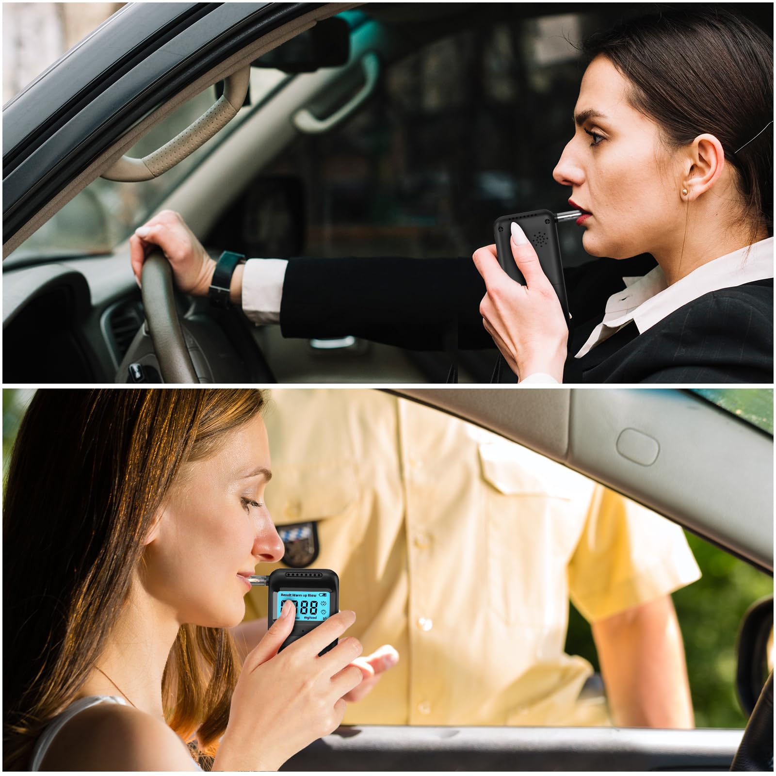 **Portable Alcohol Breathalyzer Tester – High Accuracy & Fast Results with LCD Display & 10 Reusable Mouthpieces – Personal & Professional Use for Home, Workplace, and Law Enforcement**