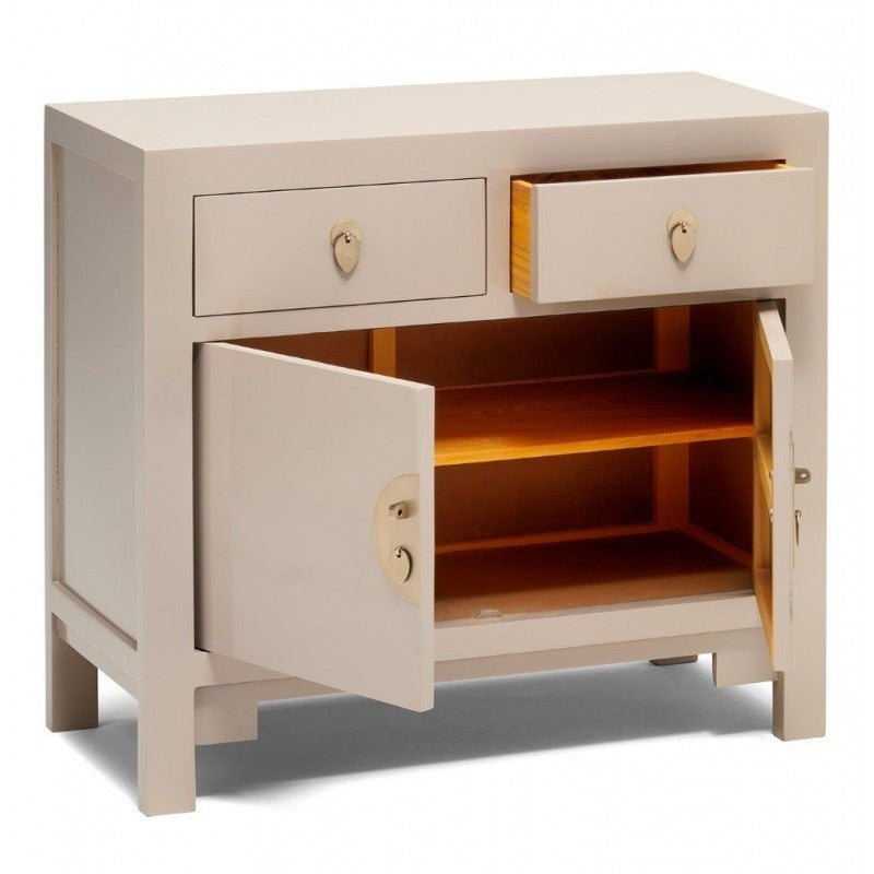 Golden Dragon Oriental Painted Solid Wood Grey Small Sideboard 90x40x80cm - Vintage Asian Style Cabinet for Living Room, Bedroom & Entryway Storage