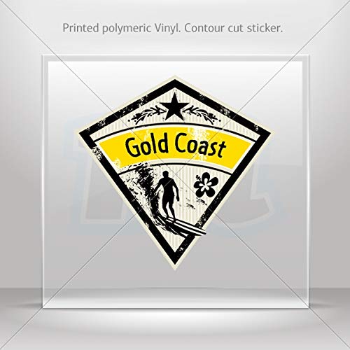 Premium Gold Coast Surf Stickers - Waterproof Vinyl Decals for Laptop, Tablet, Phone (6x5.81 Inch) - Perfect for Surfers, Beach Lovers & Travel Souvenirs