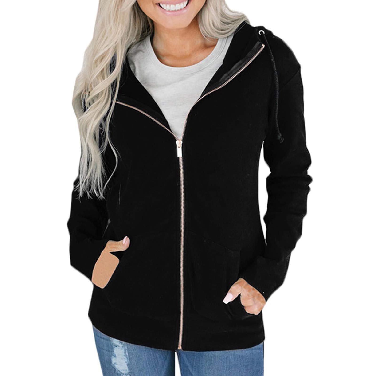 Stylish Women's Hooded Zipper Long Sleeve Sweatshirt Jacket - Cozy Winter Coat & Fashion Outerwear | Perfect for Casual Outings, Travel & Everyday Wear