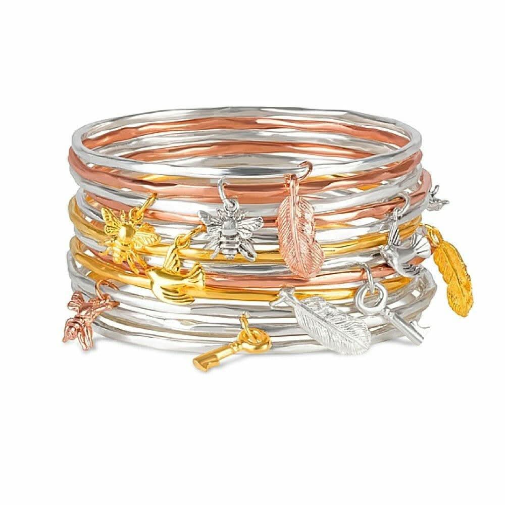Bee Bangle Bracelet for Women - Rose Gold & Silver Adjustable Cuff | Elegant Jewelry Gift for Birthday, Anniversary & Everyday Wear