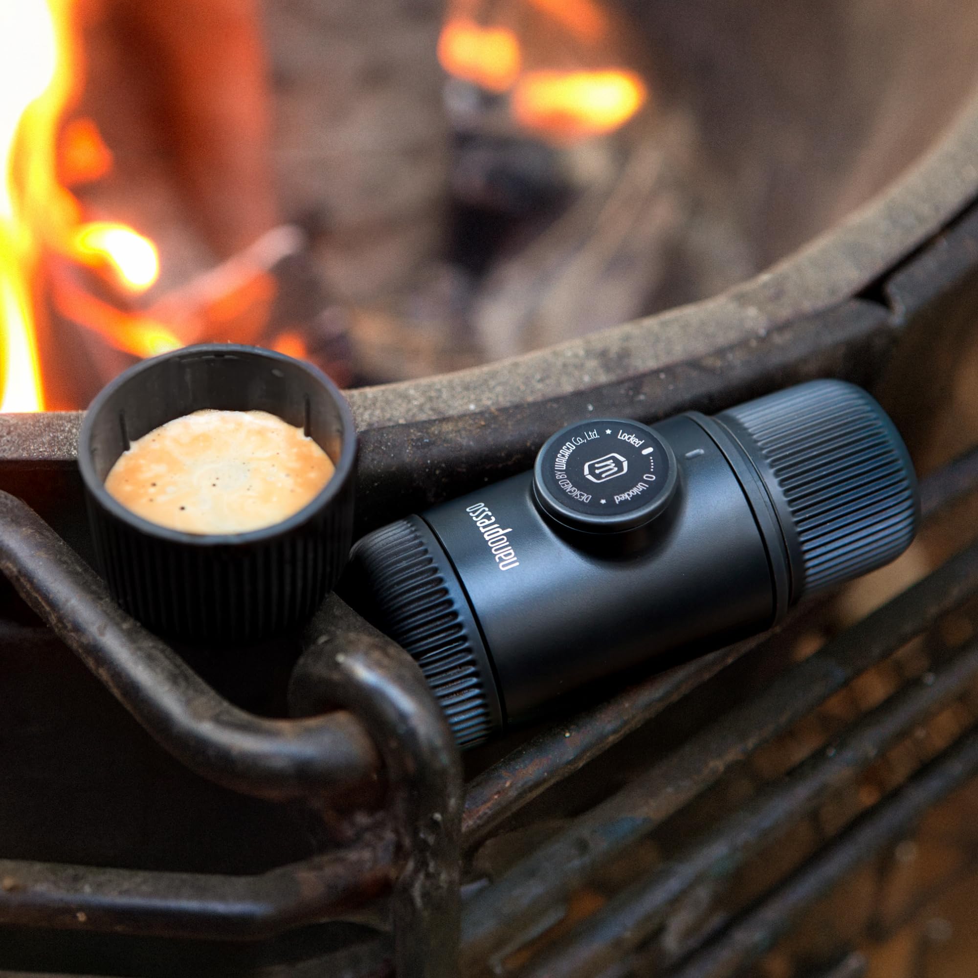WACACO Nanopresso Portable Espresso Maker - 18 Bar Pressure Hand Pump Manual Coffee Machine for Travel, Camping & Office - Compact & Lightweight Upgrade of Minipresso - Perfect for Home, Outdoor Adventures & Gifts
