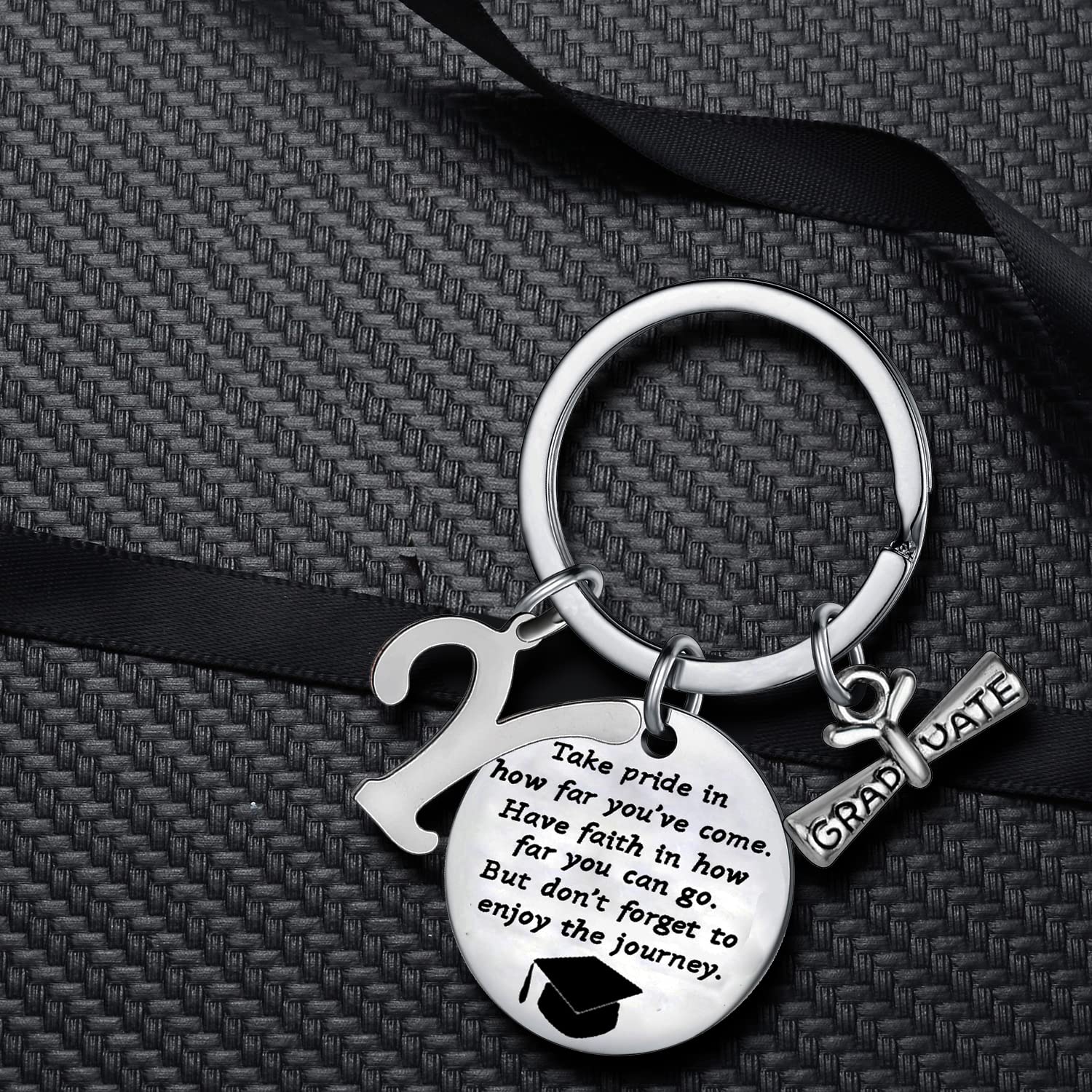 Personalized Graduation Keychain with Initial Letter - Inspirational Graduation Gift for High School & College Graduates - Perfect for Commencement, Parties & Keepsakes