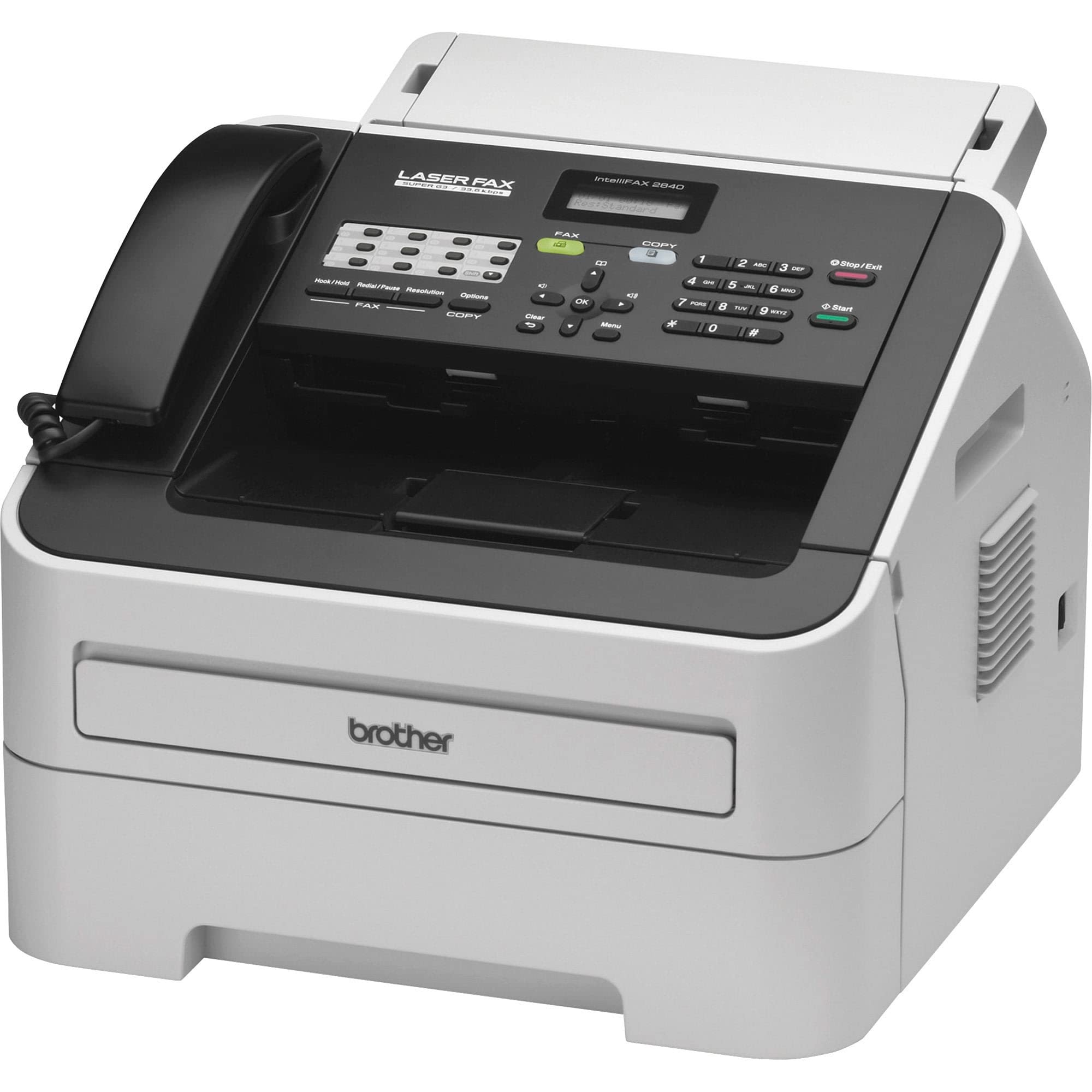Brother FAX-2840 High-Speed Monochrome Laser Fax Machine with 33.6Kbps Modem - Compact Office Fax for Home & Business Use, Dark/Light Gray (FAX2840) | Reliable Document Transmission for Small Offices & Remote Work