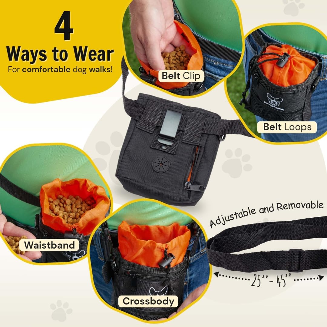 Dog Training Treat Pouch - 4-Way Fanny Pack for Treats & Toys | Outdoor Use