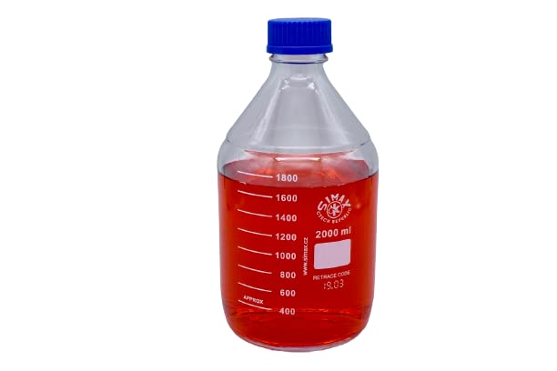 Simax 2000ml Borosilicate Glass Laboratory Bottles (Set of 4) - Clear 3.3 Glass for Chemistry, Science Experiments & Home Brewing | Durable & Heat Resistant Labware for Professionals & Hobbyists
