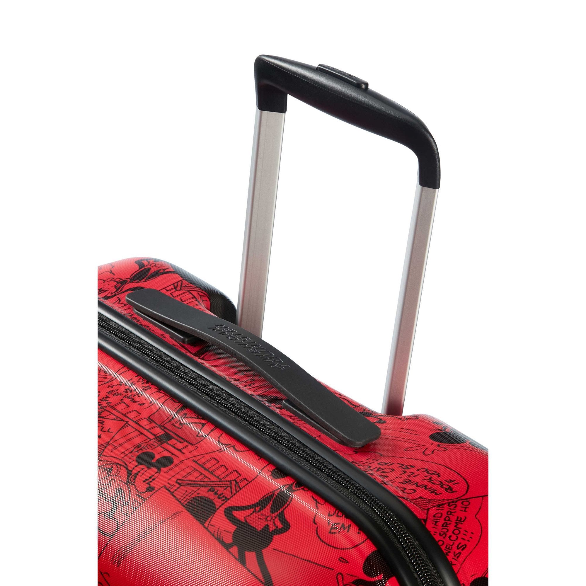 American Tourister Disney Wavebreaker Spinner Medium Luggage - Mickey Comics Red Suitcase for Travel, Vacations & Business Trips | Lightweight & Durable Hardshell Spinner Carry-On