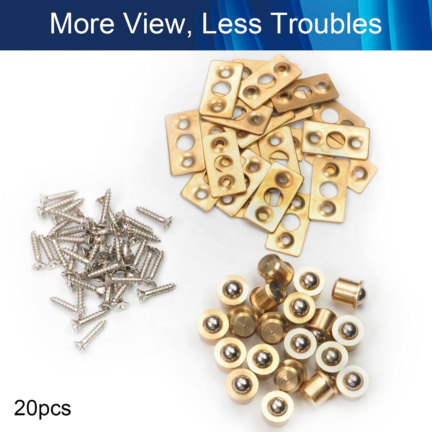 MroMax 20Pcs Brass Ball Catch for Cabinet & Closet Doors - 0.31