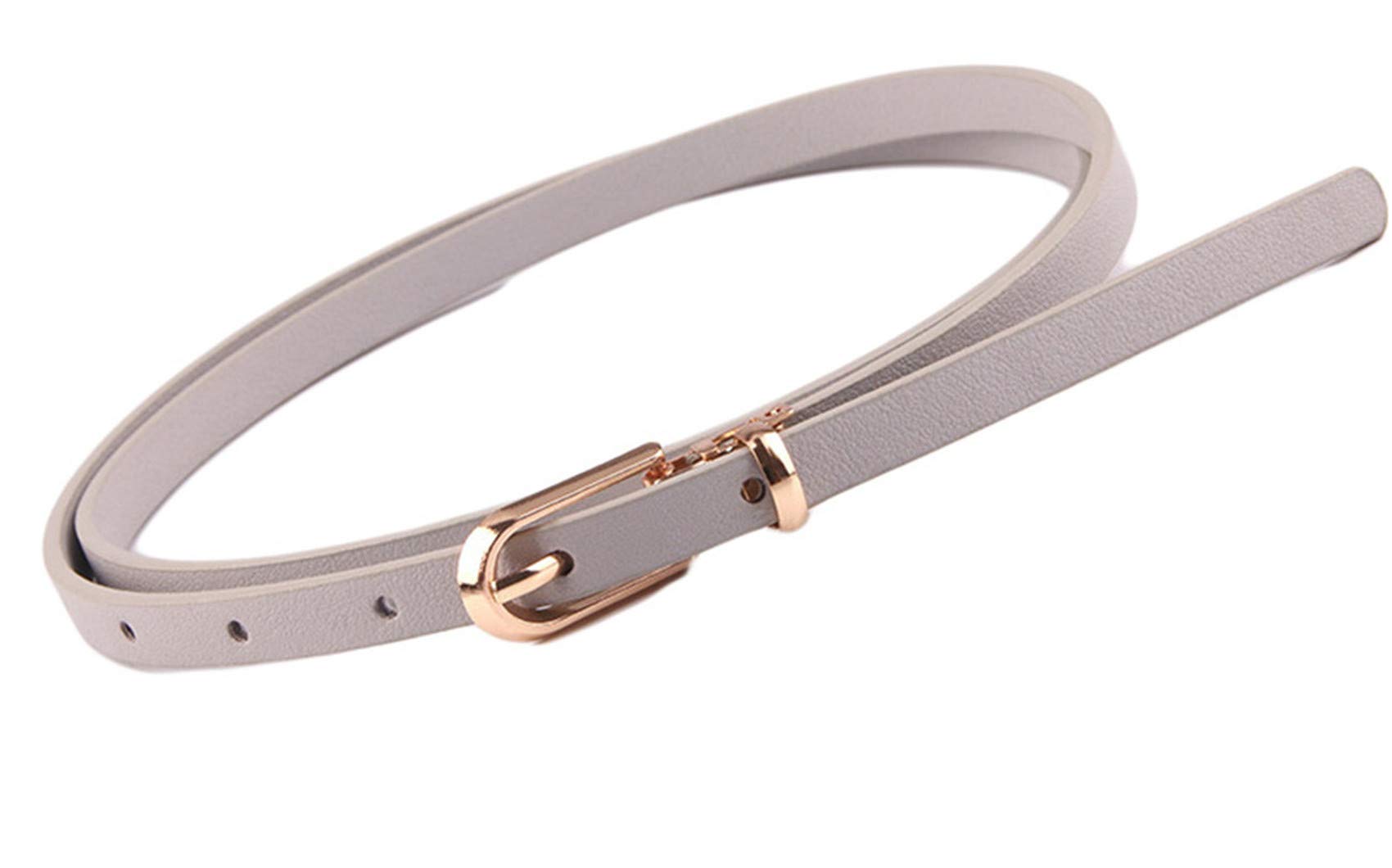Andongnywell Women's Genuine Leather Skinny Belt - Thin Dress Waist Belt for Jeans & Pants with Pin Buckle - Fashion Solid Color Belt for Office, Party & Casual Outfits
