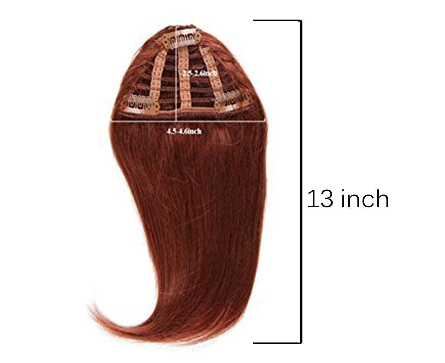 Kabello Clip-In Human Hair Bangs Fringe Hair Extension for Women - Red Wine Color (1 Pack) | Natural-Looking Instant Bangs for Everyday Style & Costume Parties