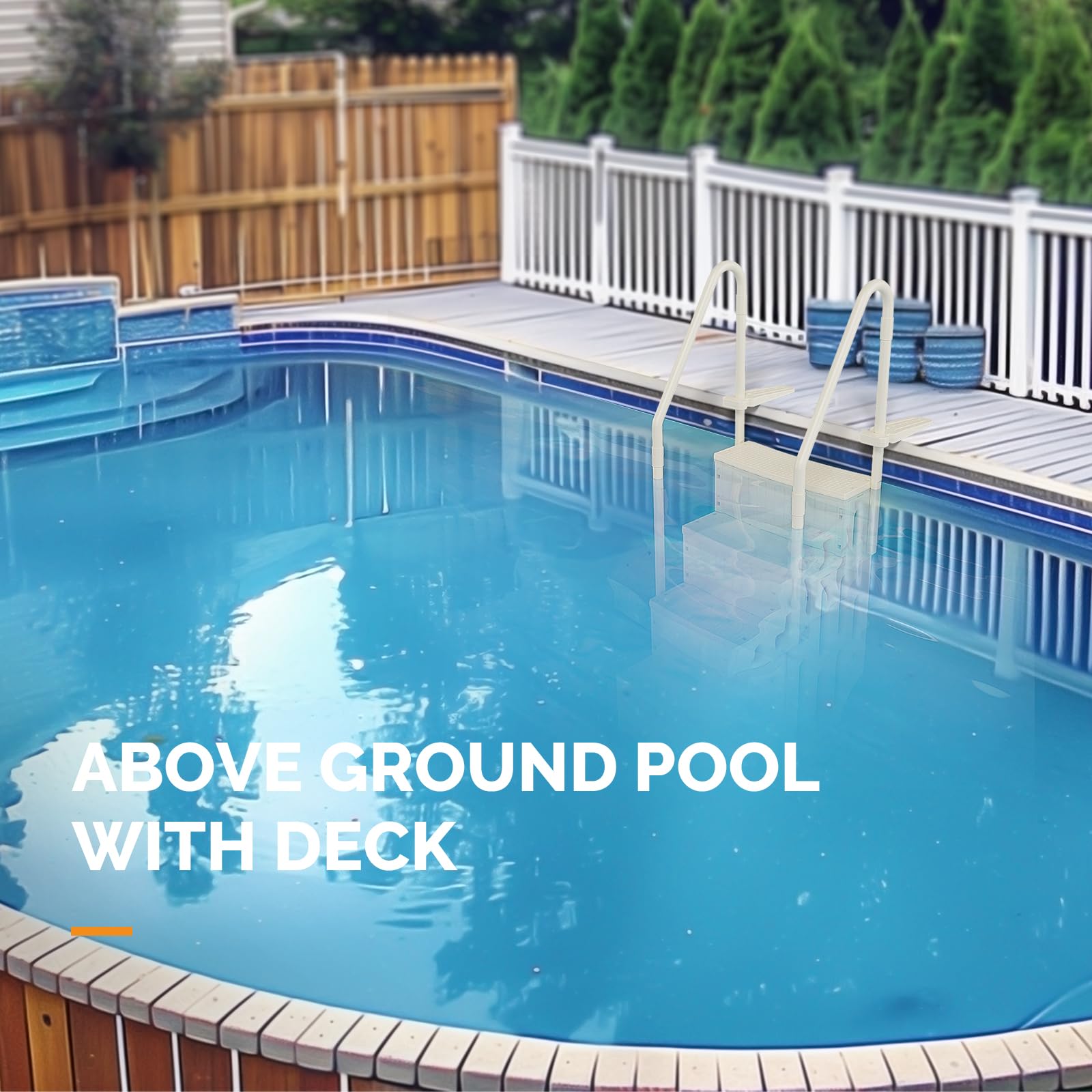 Heavy-Duty VINGLI Above Ground Pool Ladder with Handrails - 4-Step Safety Entry System in White & Grey | Perfect for Inground/Above Ground Swimming Pools, Backyard Safety Access