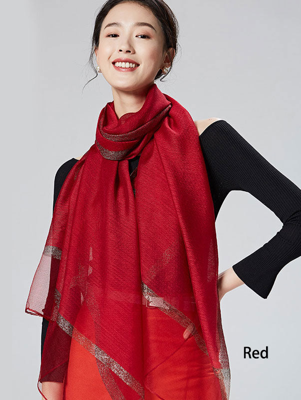 Premium Lightweight Mulberry Silk Scarves for Women - Soft Luxurious Shawls Wrap - Perfect for Travel, Office & Evening Events