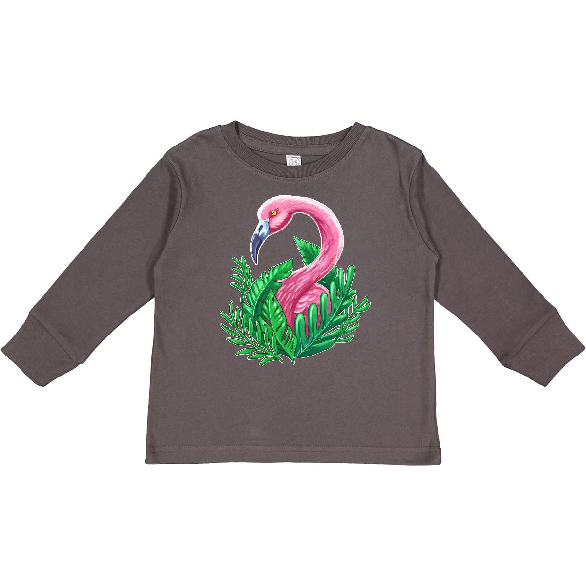Inktastic Flamingo & Tropical Plants Toddler Long Sleeve T-Shirt | Cute Baby Boy Girl Shirt | Playdate & Birthday Outfit
