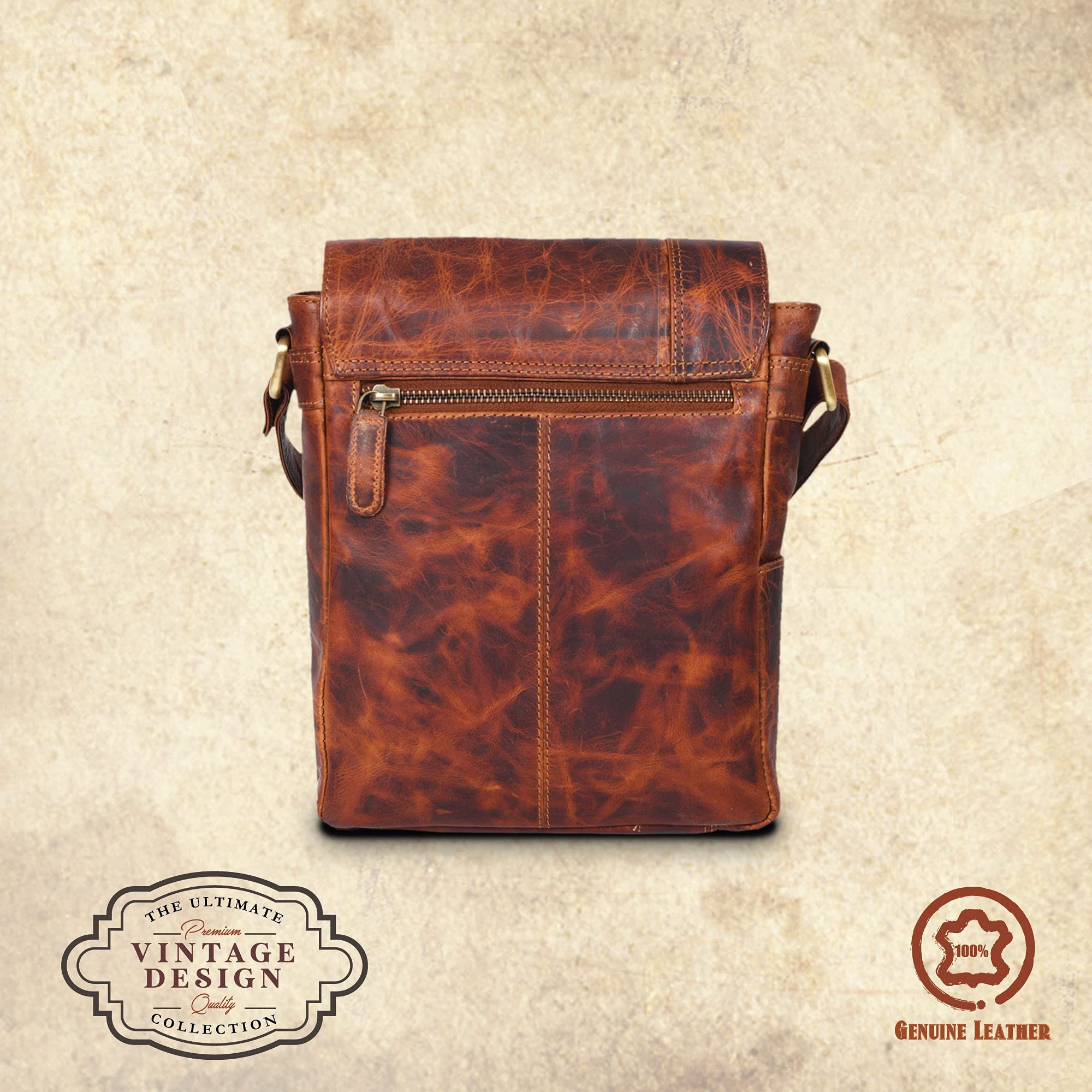 VALENCHI Genuine Leather Crossbody Messenger Bag for Men & Women - Medium Size Unisex Shoulder Bag - Durable Travel Purse for Work, Commuting & Daily Use