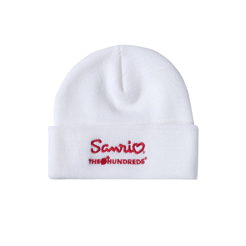The Hundreds x Sanrio Hello Kitty White Beanie - Cute Unisex Winter Hat for Men & Women - Perfect for Gifts, Streetwear & Cold Weather Fashion