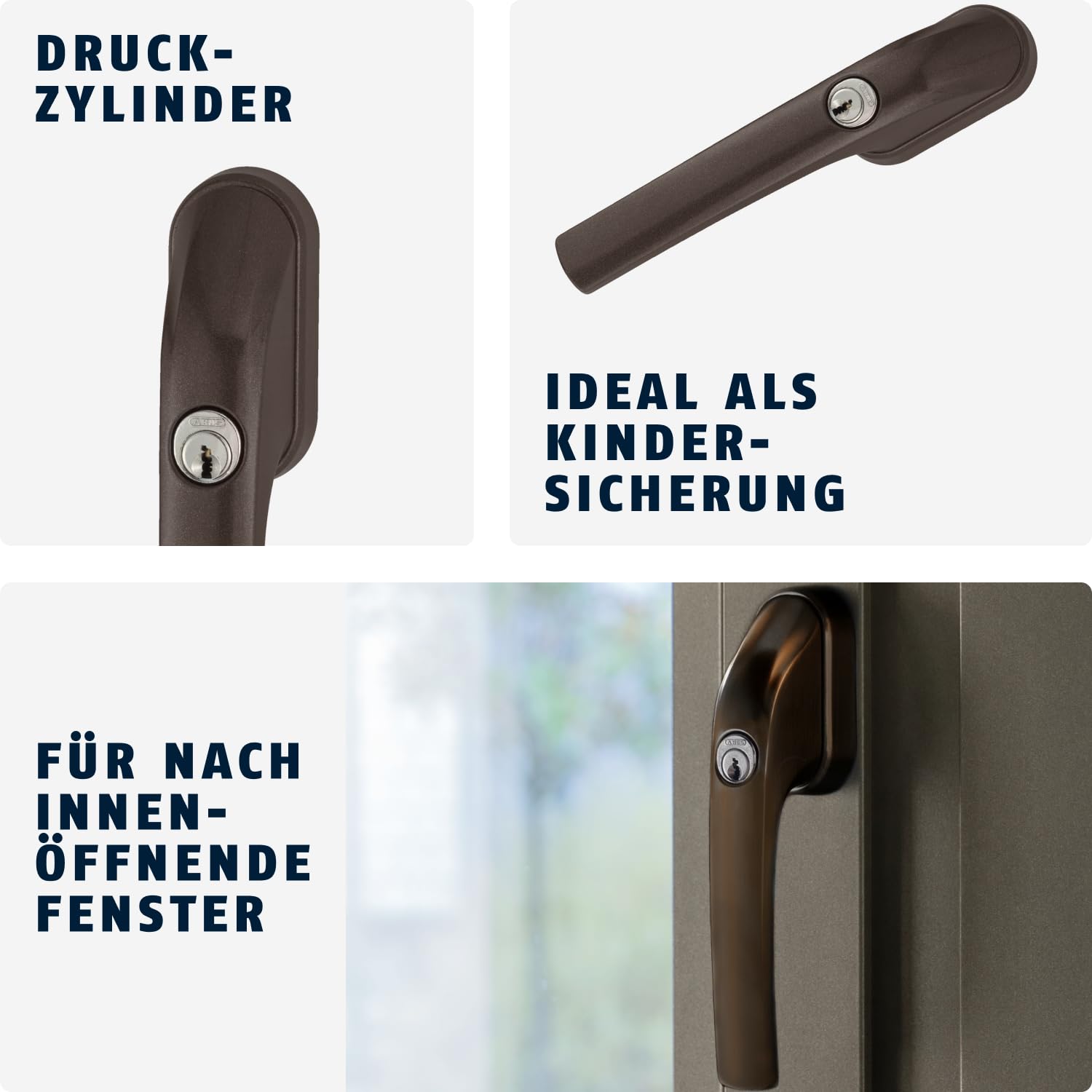 ABUS 373732 Secure Lockable Window Handle - Heavy Duty Steel Construction for Enhanced Home Security - Ideal for Sliding Windows, Patio Doors & Apartments